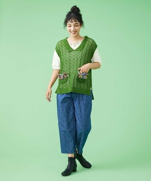 「Jocomomola」 半袖ニット 40 アイボリー レディース_画像9