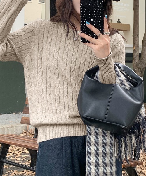 COCOMOMO ニット セーター ケーブル柄で秋冬ムードアップ ケーブル