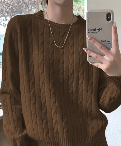 COCOMOMO ニット セーター ケーブル柄で秋冬ムードアップ ケーブル