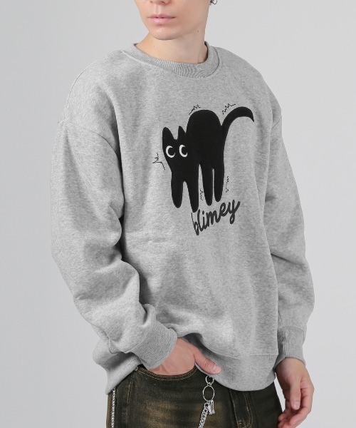 LUXSTYLE（ラグスタイル） トレーナー スウェット 黒猫アップリケ裏