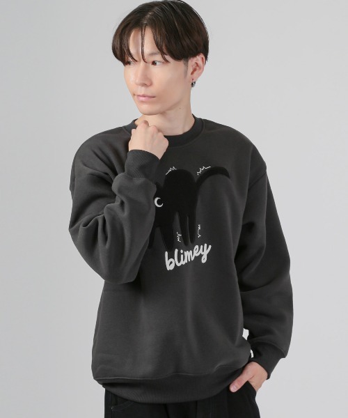 LUXSTYLE（ラグスタイル） トレーナー スウェット 黒猫アップリケ裏