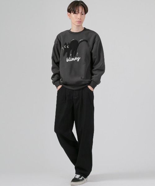 LUXSTYLE（ラグスタイル） トレーナー スウェット 黒猫アップリケ裏