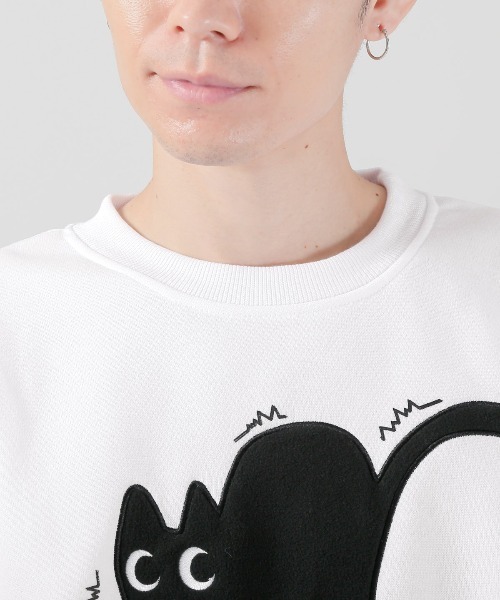 LUXSTYLE（ラグスタイル） トレーナー スウェット 黒猫アップリケ裏