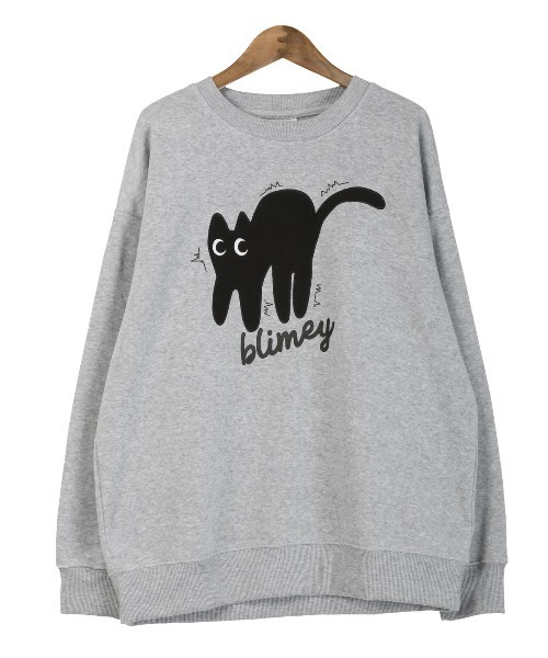 LUXSTYLE（ラグスタイル） トレーナー スウェット 黒猫アップリケ裏