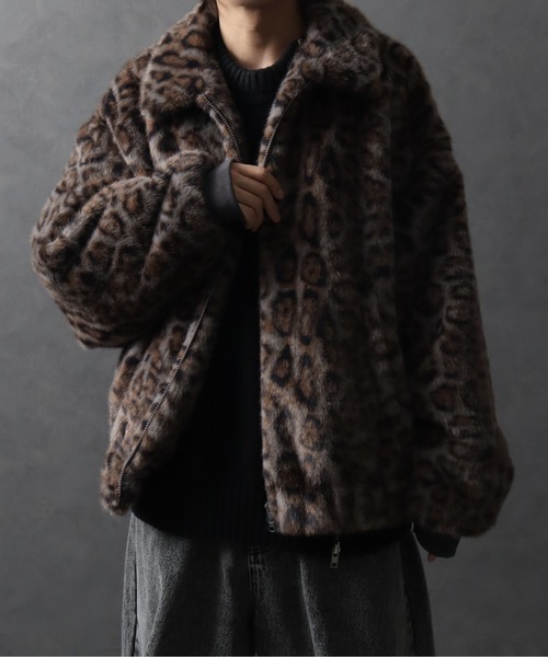 ブルゾン アウター レオパードファーボンバージャケット メンズ