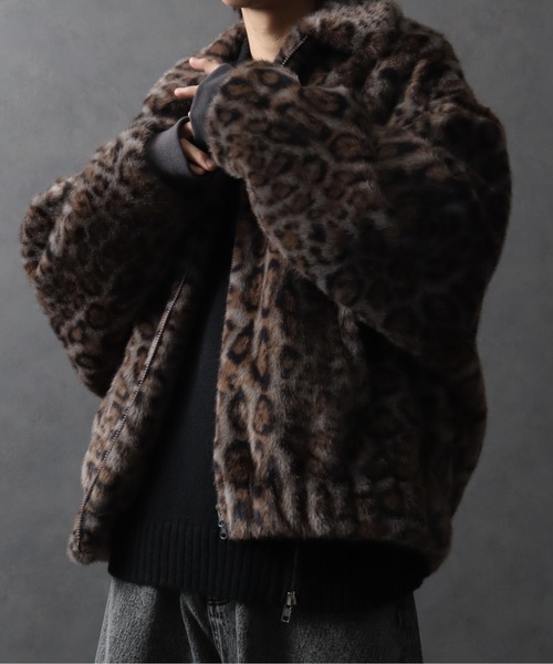 ブルゾン アウター レオパードファーボンバージャケット メンズ