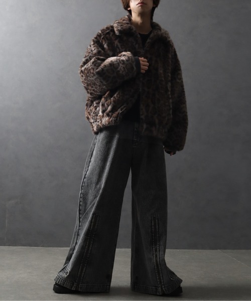 ブルゾン アウター レオパードファーボンバージャケット メンズ