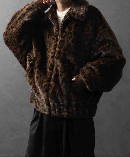 ブルゾン アウター レオパードファーボンバージャケット メンズ