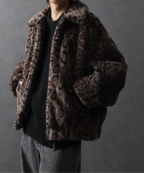 ブルゾン アウター レオパードファーボンバージャケット メンズ