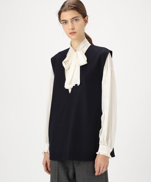 Ballsey ブラック Vネック ベスト TOMORROWLAND｜パールコンビ Vネック