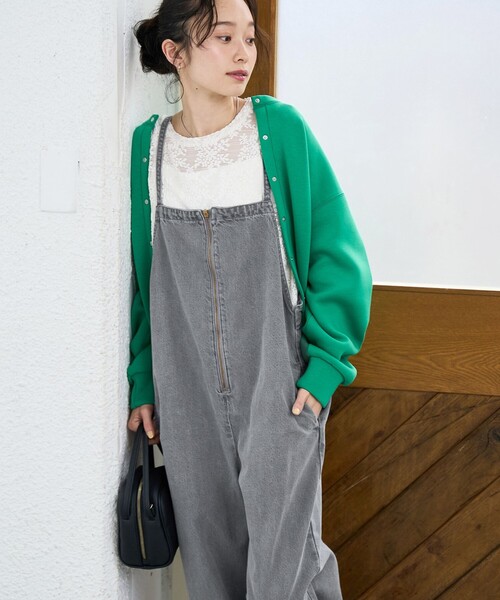 coen（コーエン） サロペット オーバーオール フロントジップデザイン