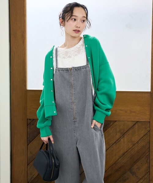 coen（コーエン） サロペット オーバーオール フロントジップデザイン