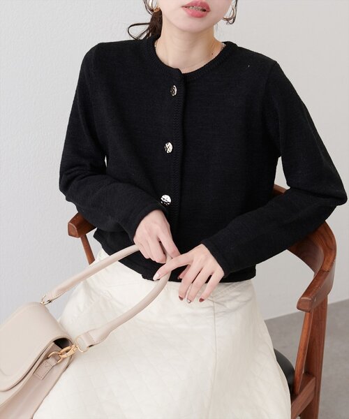 natural couture カーディガン 微配色ニットカーディガン レディース