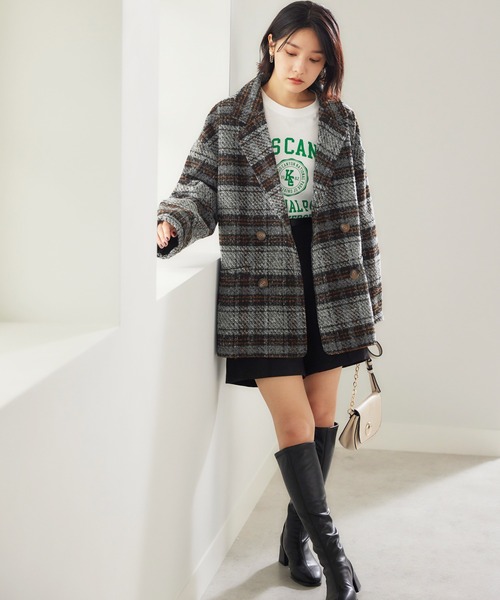 「BELLUNA PLUS」 ピーコート LARGE オレンジ レディース_画像3