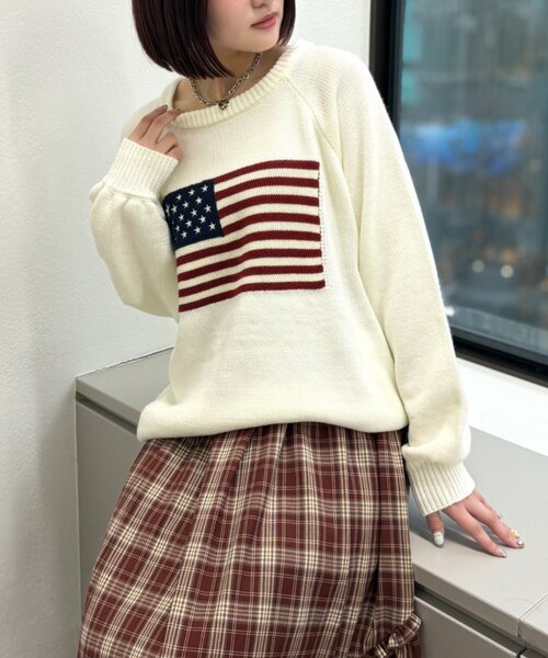 w closet（ダブルクローゼット） ニット セーター 星条旗ニット