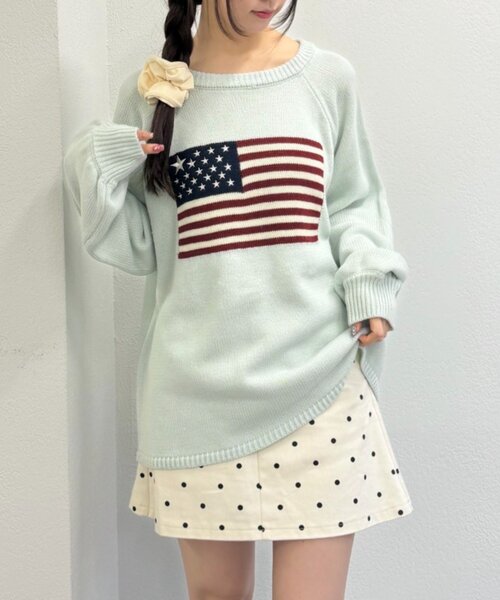 w closet（ダブルクローゼット） ニット セーター 星条旗ニット