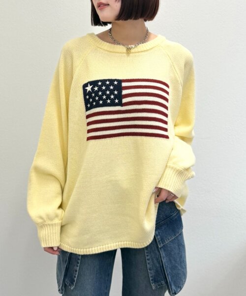 ニット セーター 星条旗ニット レディース POLO RALPH LAUREN - 良品 