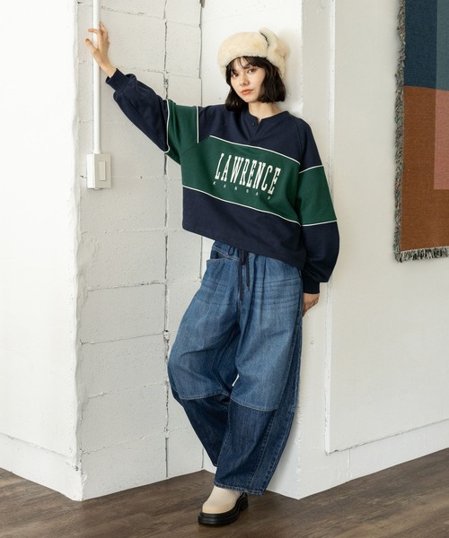 「niko and...」 スウェットカットソー LARGE ネイビー レディース_画像9