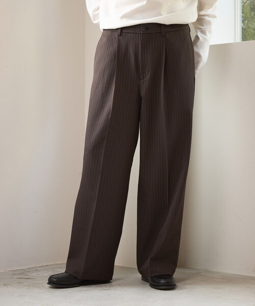 HOMME PLUS ワイドストレートスラックス FREAK'S STORE（フリークスストア） スラックス ワイドストレート