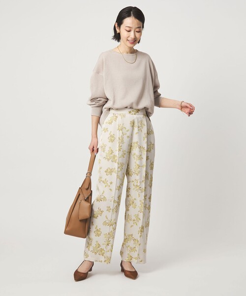 パンツ フラワー プリント パンツ レディースの画像