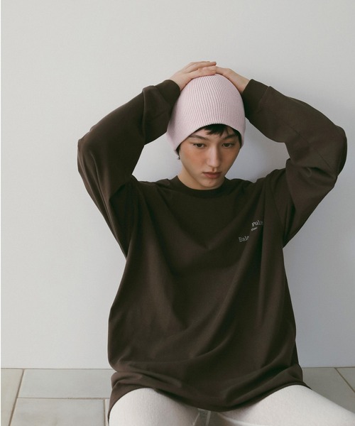 アンヌーク　刺繍長袖Tシャツ　ブラウン　完売 anuke（アンヌーク） tシャツ Logo Long T-Shirts レディース