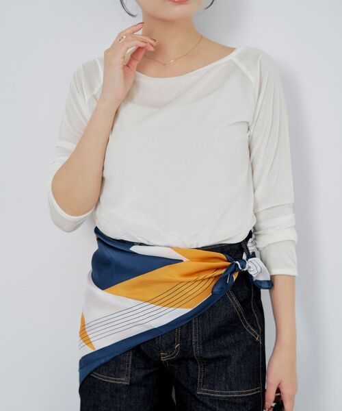 コヒナ  クルーネックベロアトップス COHINA（コヒナ） tシャツ シアーベロアボートネックトップス 「低身長