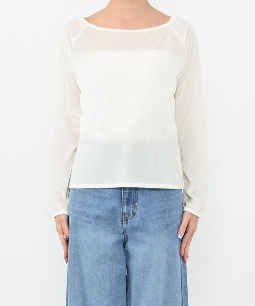 コヒナ  クルーネックベロアトップス COHINA（コヒナ） tシャツ シアーベロアボートネックトップス 「低身長