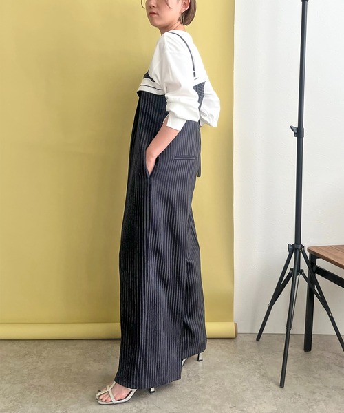 「LHELBIE」 オーバーオール M ネイビー レディース_画像7