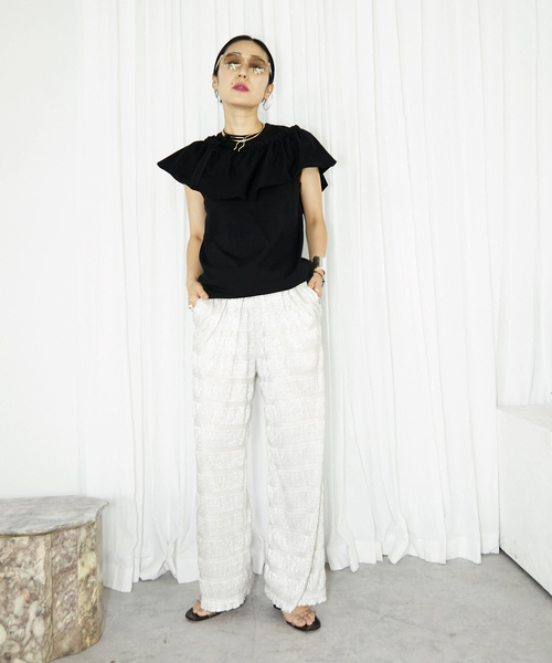 「CITYSHOP」 イージーパンツ 38 シルバー レディースの画像