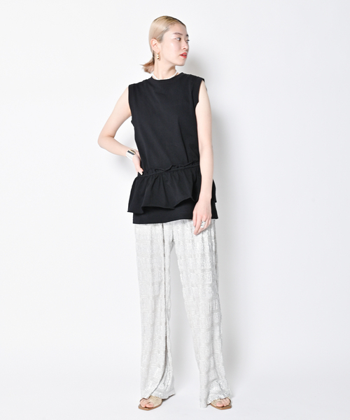 「CITYSHOP」 イージーパンツ 38 シルバー レディースの画像