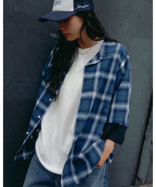KEBOZ（ケボズ） シャツ 半袖 OMBRE CHECK S/S SHIRT メンズ