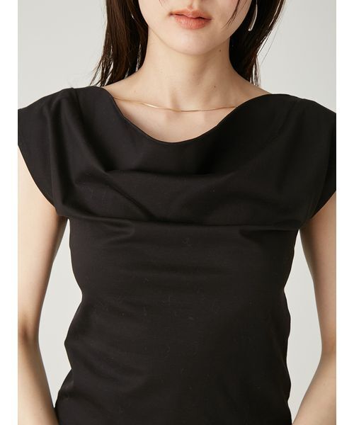 tシャツ 前後2wayチェーン付ドレープカットブラウス／ウォッシャブル・接触冷感 レディースの画像