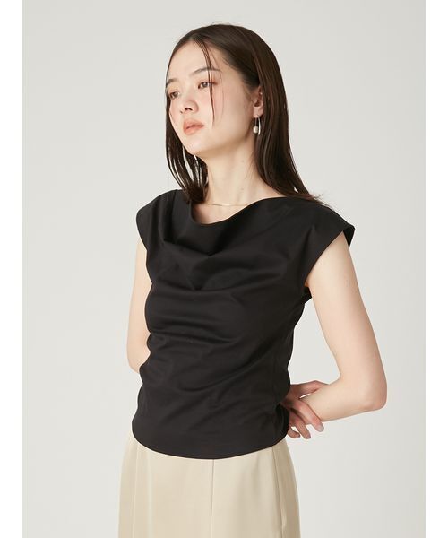 tシャツ 前後2wayチェーン付ドレープカットブラウス／ウォッシャブル・接触冷感 レディースの画像