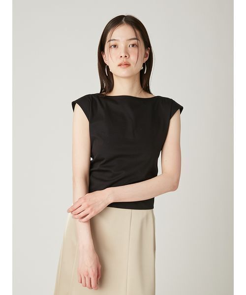 tシャツ 前後2wayチェーン付ドレープカットブラウス／ウォッシャブル・接触冷感 レディースの画像