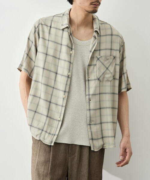 シャツ 「REMI RELIEF/レミレリーフ」レーヨンツイルチェックS/Sシャツ メンズの画像