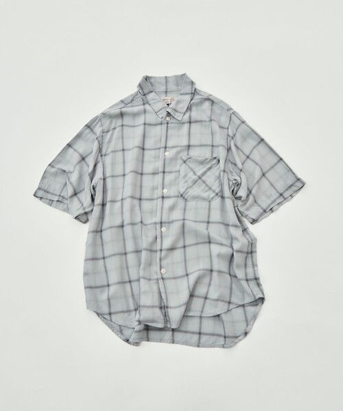 シャツ 「REMI RELIEF/レミレリーフ」レーヨンツイルチェックS/Sシャツ メンズの画像