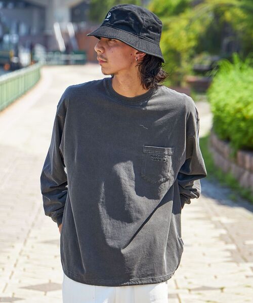 「FFEIN」 長袖Tシャツ LARGE チャコール メンズ_画像4