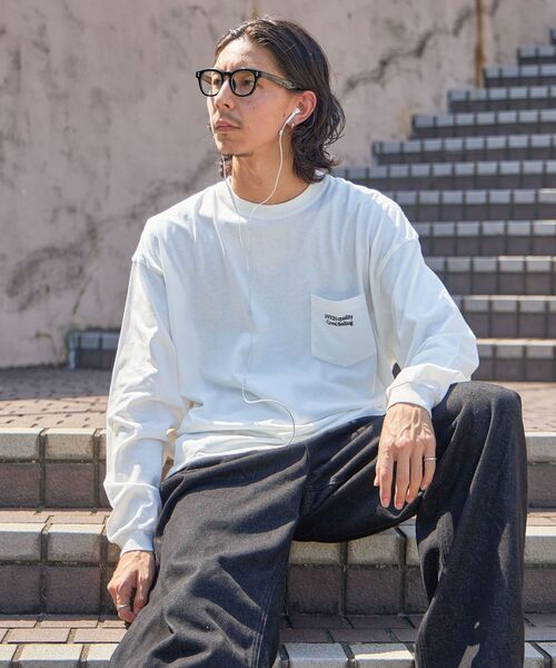 「FFEIN」 長袖Tシャツ LARGE チャコール メンズ_画像6