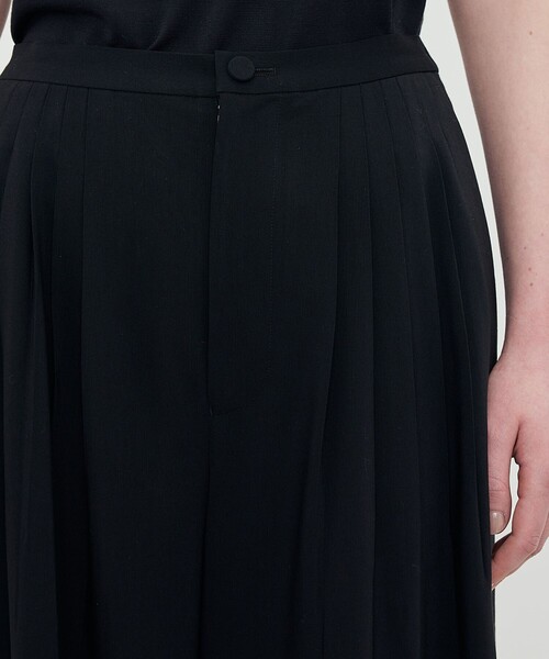 ワイドパンツ パンツ ウールレーヨンクレープ ストレートパンツ レディースの画像