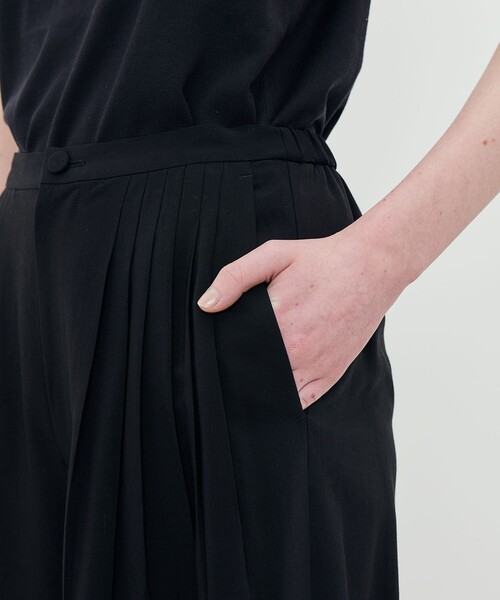 ワイドパンツ パンツ ウールレーヨンクレープ ストレートパンツ レディースの画像