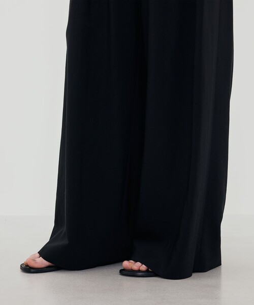 ワイドパンツ パンツ ウールレーヨンクレープ ストレートパンツ レディースの画像