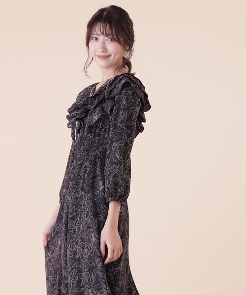「JILL by JILL STUART」 7分袖ワンピース FREE ブラック レディース_画像3