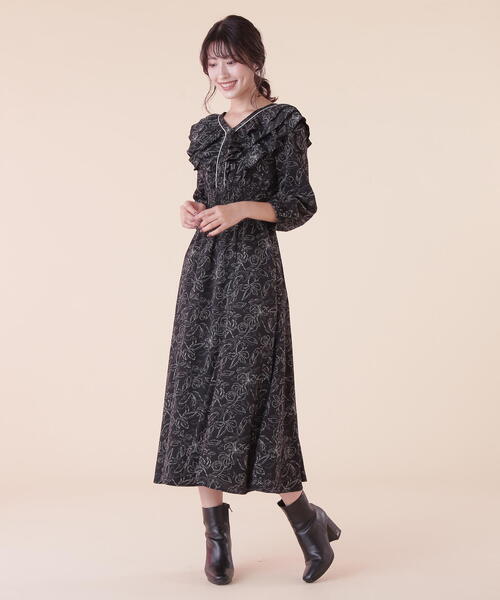 「JILL by JILL STUART」 7分袖ワンピース FREE ブラック レディース_画像4