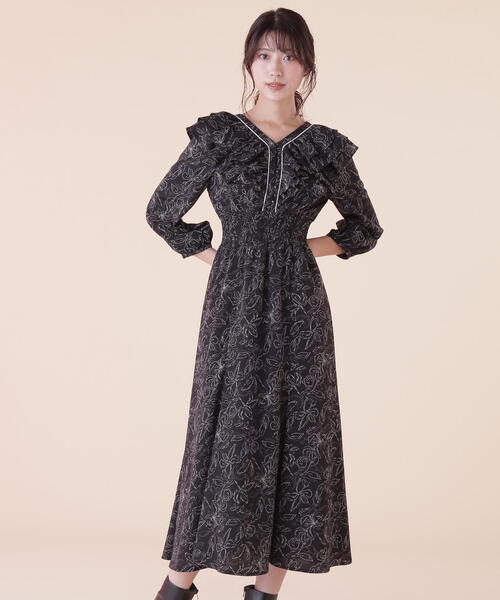 「JILL by JILL STUART」 7分袖ワンピース FREE ブラック レディース_画像5