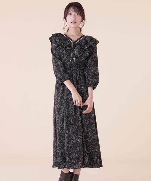 「JILL by JILL STUART」 7分袖ワンピース FREE ブラック レディース_画像7
