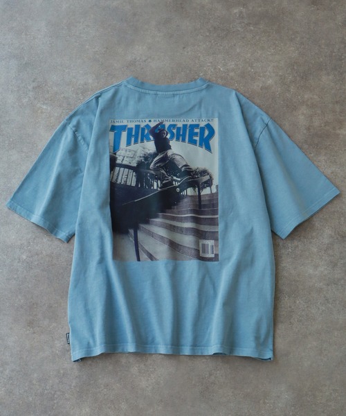 「THRASHER」 半袖Tシャツ X-LARGE サックスブルー メンズ_画像8