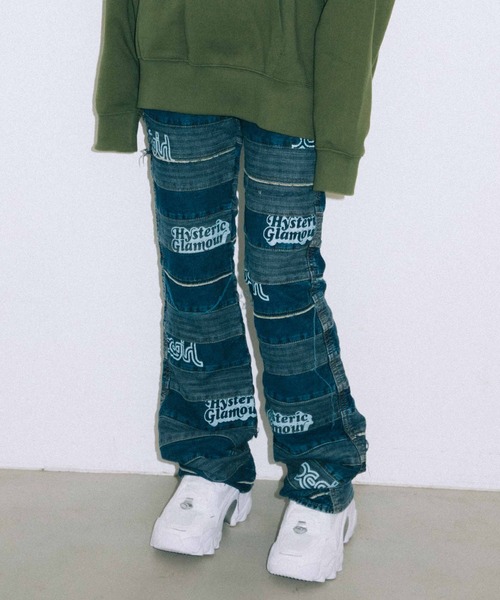 パンツ デニム ジーンズ X-girl × HYSTERIC GLAMOUR SCRATCH FLARE 再開困難 新品 エックスガール パンツ デニム コラボ ヒステリックグラマー デニム/ジーンズ