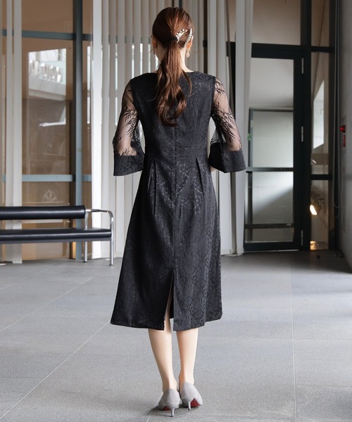 全ての DRESS STAR ドレス 結婚式ワンピースダマスク柄ミモレ丈、ドレス ワンピース