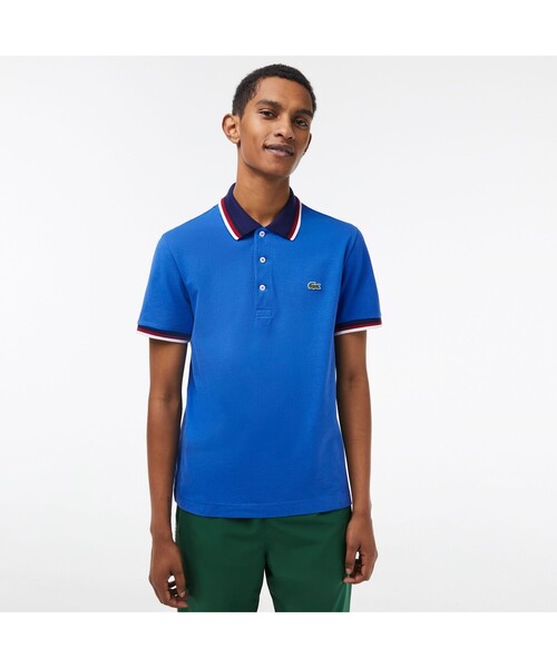フランス製【Lacoste】トリコロール ポロシャツ LACOSTE ポロシャツ トリコロールリブニットポロシャツ メンズ