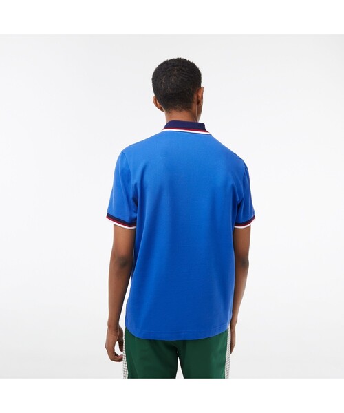 LACOSTE ポロシャツ トリコロールリブニットポロシャツ メンズ